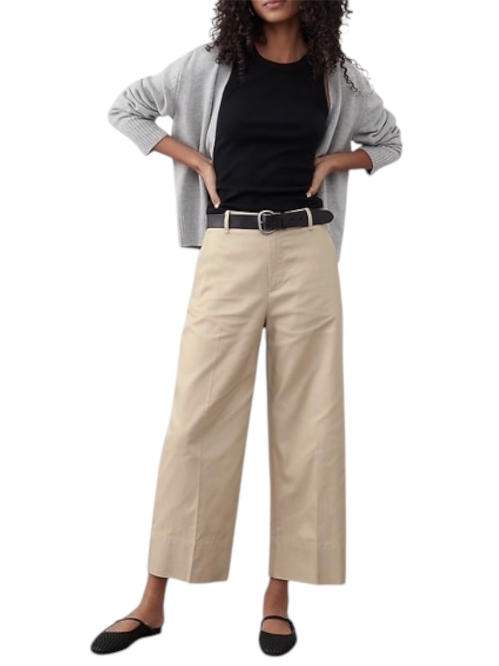 Banana Republic Factory Twill Wide-Leg Cropped Pants Twine 4P Petite Like New